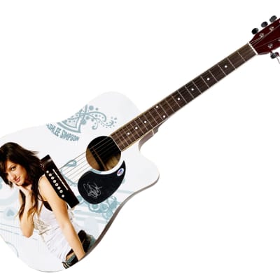 Ashlee Simpson Autographed 1/1 Custom Graphics Photo Guitar PSA image 3