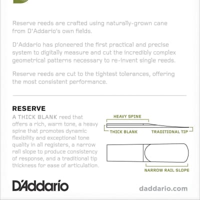 D'Addario Reserve Alto Saxophone Reeds, Strength 3.5, 10-pack image 5