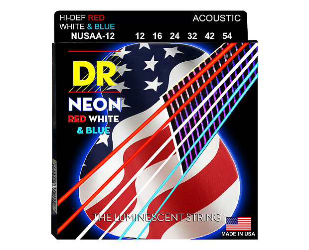 DR NUSAA-12 Hi-Def Neon Coated Acoustic Guitar Strings - Medium (12-54) image 1