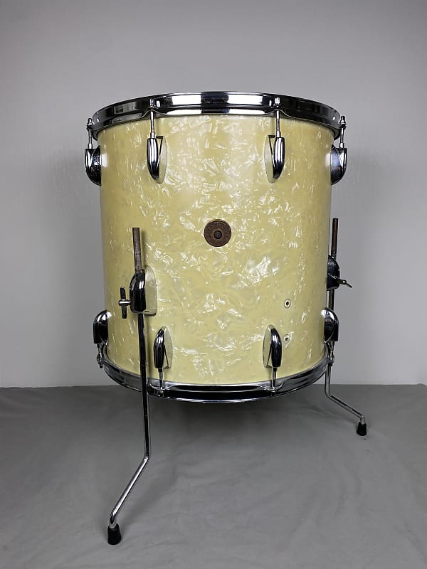 Gretsch 16x16 Round Badge 1960s Floor Tom White Marine Pearl Reverb