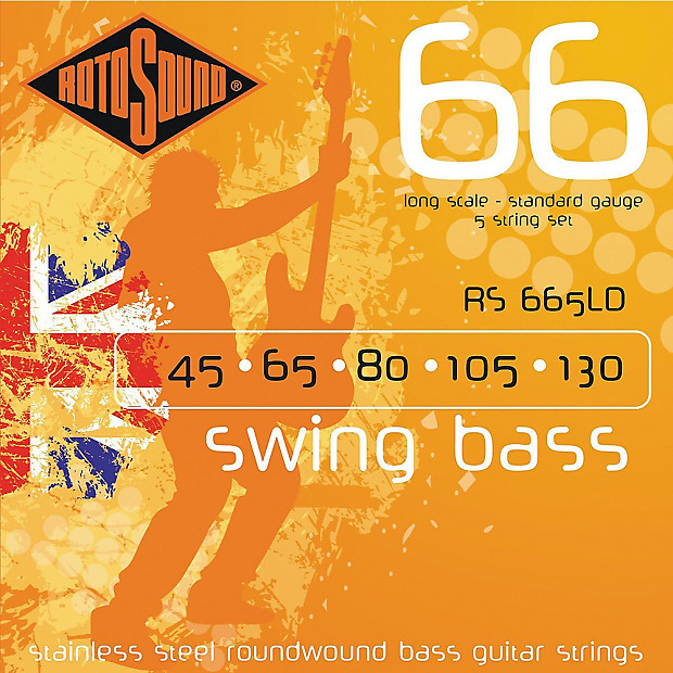 Rotosound RS665LD Swing Bass 66 Roundwound Long Scale 5-String Bass Strings - Heavy (45-130) image 1