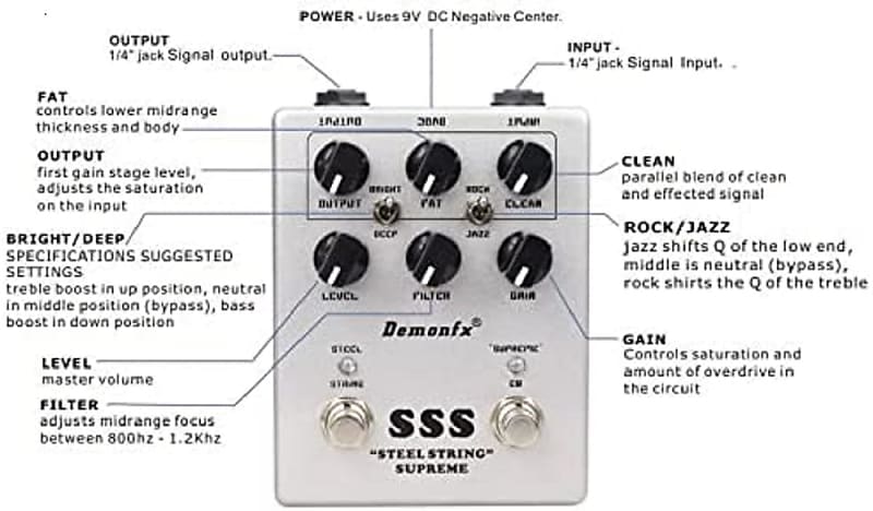 Demon fx Steel String Supreme パーフェクトクローン DemonFx Steel String Supreme Overdrive Electric Guitar Pedal