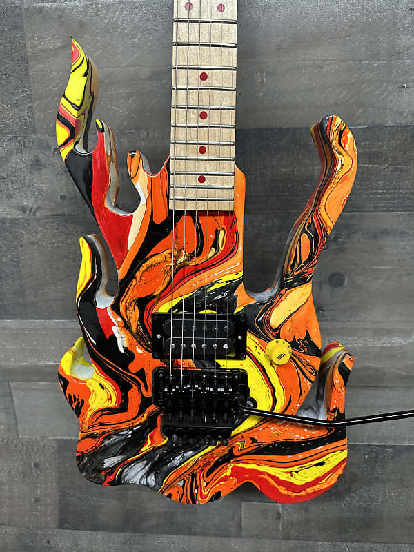 Funk guitars Flame swirl guitar with case! Brand New 2023 image 1