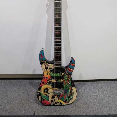 Rockster Super Strat Solid Body Electric Guitar Dragon 80's Tattoo Project Non-functioning image 1