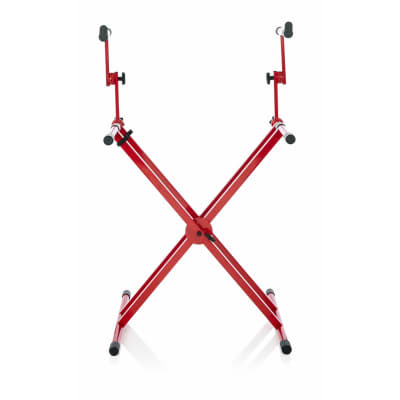 Gator Cases Frameworks Heavy-Duty 2 Tier "X" Style Keyboard Stand with Rubberized Leveling Feet; Red Color - GFW-KEY-5100XRED image 2