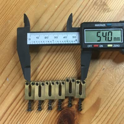 6 Solid Mass Brass Custom Strat Tele Bridge NOS Saddles Relic 10.7mm Wide 54mm Spacing image 8
