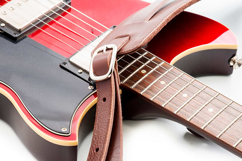 RightOn! Leathercraft Slim Brown Guitar Strap image 1