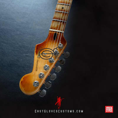 Fender Stratocaster Metallic Silver Gray/Gold Leaf Heavy Aged Relic by East Gloves Customs image 18