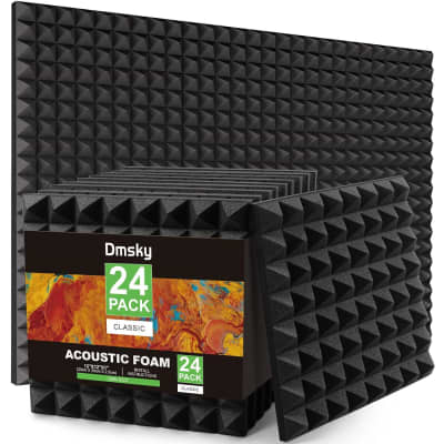12 Pack Acoustic Foam Panels Self-Adhesive, 2 Inches Thick Sound Proof  Padding for Wall Pyramid, 2 X 12 X 12 Sound Absorbing Dampening Studio  Foam