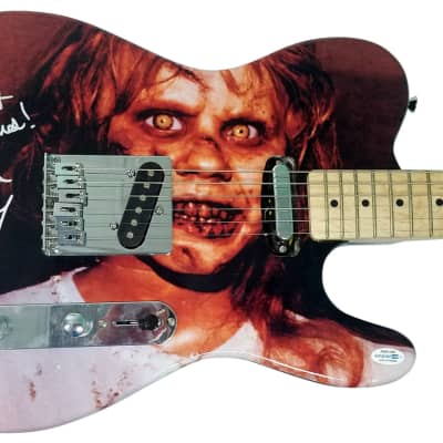 The Exorcist Linda Blair Autographed Signed Custom Photo Guitar ACOA Witness ITP for sale