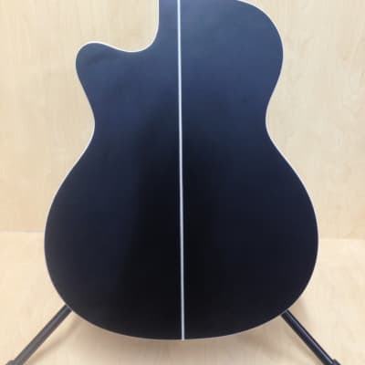 Haze F560CEQMBK 40" OM Shape Acoustic Guitar, Satin Black w/EQ, Cutaway + Free Bag image 4
