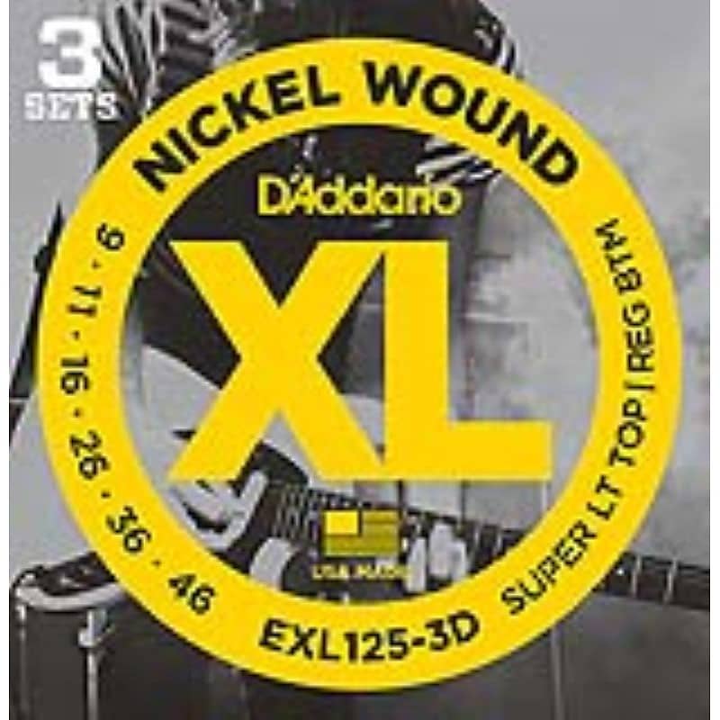 D'Addario EXL125-3D Nickel Wound Electric,  Light Top/Regular Bottom, 9-46, 3 Pack image 1