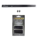 Ahead 5A 16" Drum Sticks, Wood-Like Replacement Tips (2), and Grip Tape Black Bundle