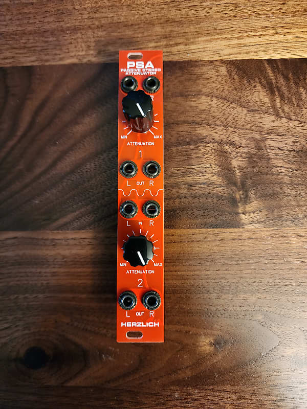 Herzlich Passive Stereo Attenuator 2023 Red Eurorack Reverb