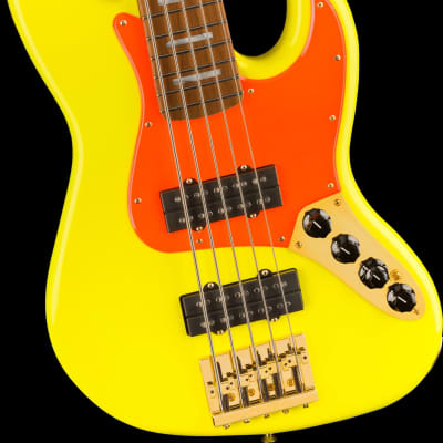 Fender Artist Series MonoNeon Jazz Bass V Maple Fingerboard Neon Yellow With Bag image 3