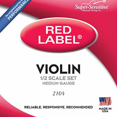 Super-Sensitive  2104 Red Label Orchestra 1/2 Violin Strings, Medium Gauge image 1