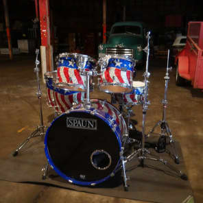 Spaun Custom 2000's American Flag Complete Drum Set image 3