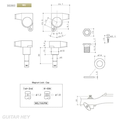NEW Gotoh SG360-05 MG Locking Tuning Keys Schaller Mini M6 Style 3x3 - GOLD image 3