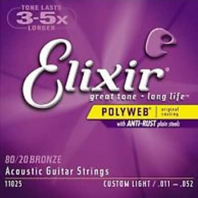 Elixir 11025 polyweb 11-52 acoustic guitar strings custom light image 3