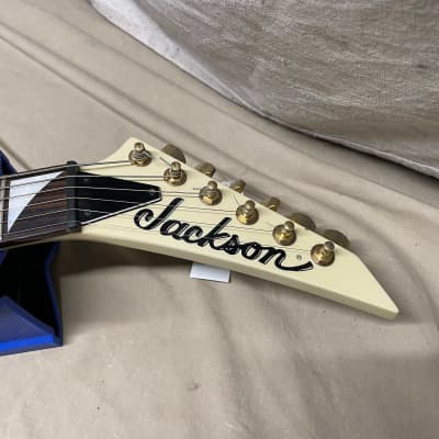 Jackson RR5 RR-5 Randy Rhoads Flying V Guitar with Case MIJ Japan maybe 1996? 2006? White/Gold/Pinstripes image 12