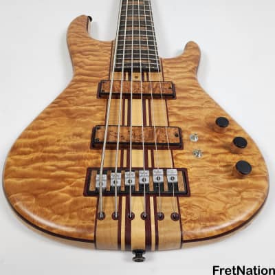 Bob Mick Custom 6-String Quilted Maple Bass 9-Piece Neck Purple Heart Abalone Binding 10.44lbs image 5