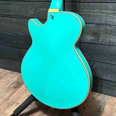 D'Angelico Deluxe SS LE Matte Surf Green Semi Hollow Body Electric Guitar Prototype image 5