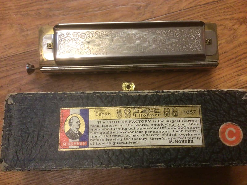 Midd 1930s M. Hohner Super Chromonica Model 270 - C Harmonica with Original  Wood Box Made in