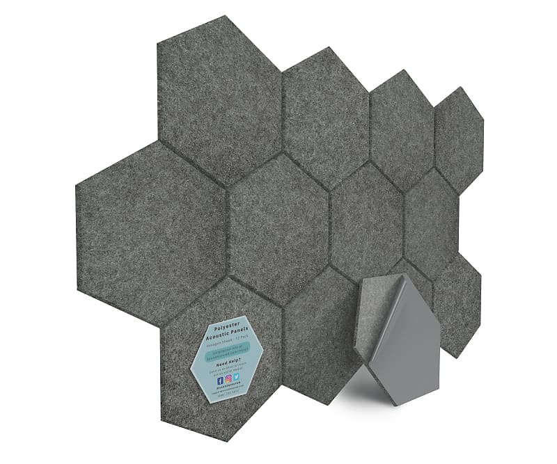 Hexagon Acoustic Panels For Sound Absorption - 12 Pack Self | Reverb