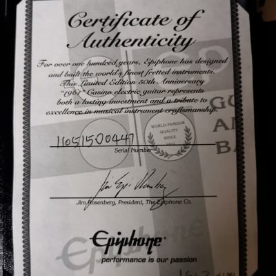 Epiphone '61 50th Anniversary Casino 2011 - Vintage Sunburst image 10