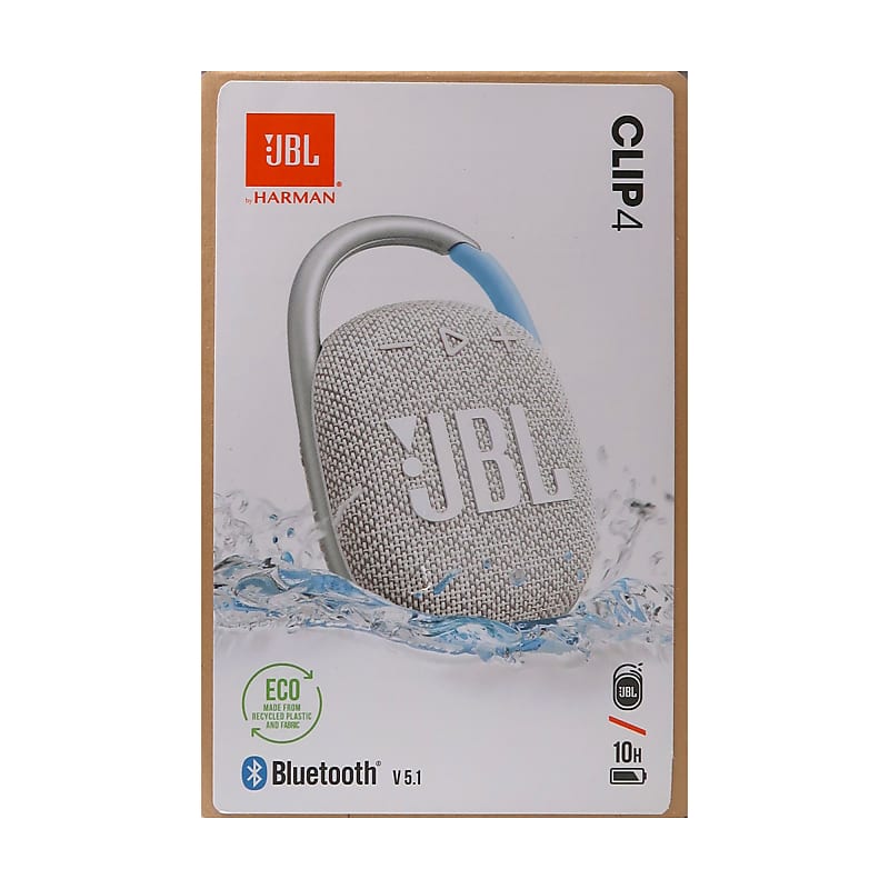 JBL Clip 4 Eco Ultra-Portable Waterproof Bluetooth Speaker (Cloud White) +  SC919 Soft Pouch Protector Bag