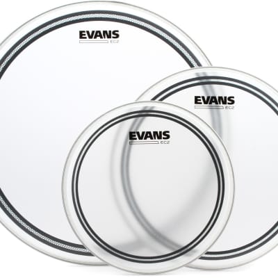 Evans EC2S Frosted 3-piece Tom Pack - 10/12/16 inch  Bundle with Evans E-Rings Rock Pack image 2