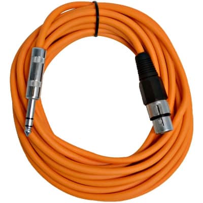 SEISMIC AUDIO - 25 Ft Orange XLR Female to 1/4" TRS Patch Cable Snake Cords -NEW image 1