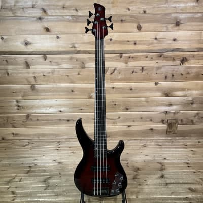 Yamaha TRBX605FM 5-String Electric Bass Guitar - Dark Red Burst image 2