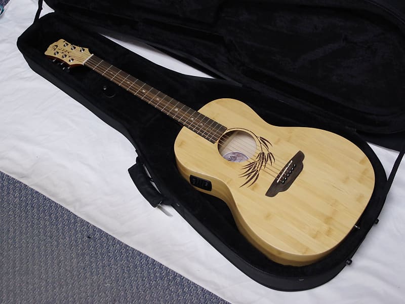 Luna Woodland Bamboo Parlor Acoustic Electric Guitar New W Reverb