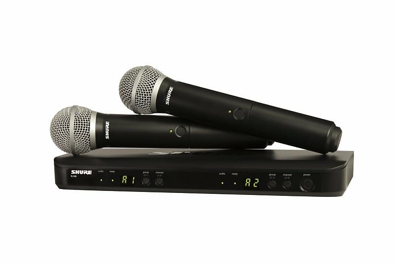 Shure BLX288/PG58-H10 Dual Handheld Wireless Microphone Mic System 542 - 572 MHz image 1