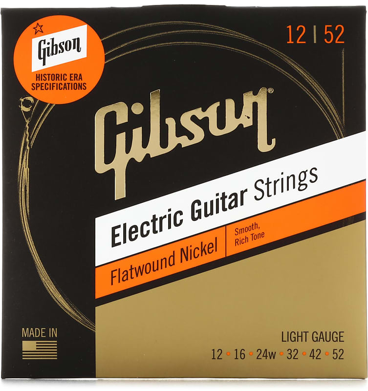 Gibson Accessories SEG-FW12 Flatwound Electric Guitar Strings - .012-.052 Light Gauge image 1