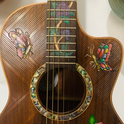Blueberry Handmade Parlor Acoustic Guitar Floral Motif - Built to Order image 2