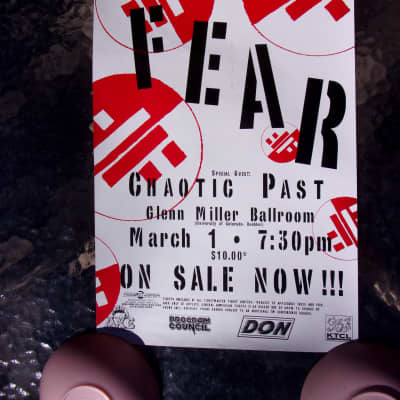 FEAR punk rock concert poster, with Chaotic Past & Butt Trumpet (not listed), early 90's, Cipollina image 2