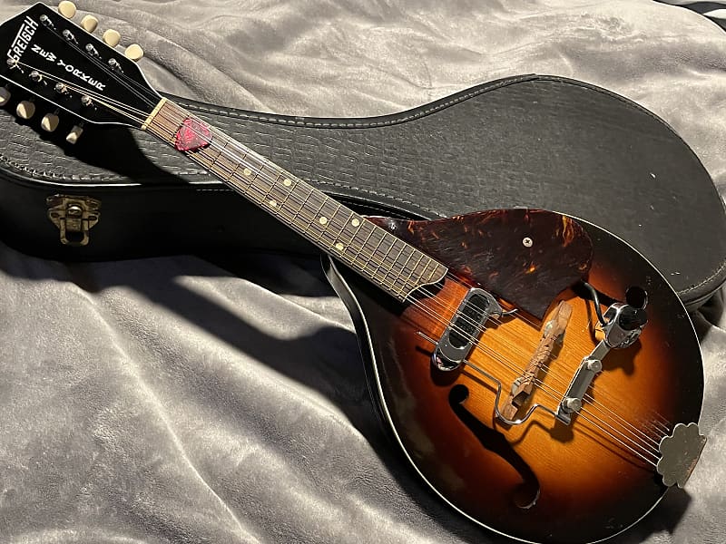 Vintage Gretsch New Yorker Mandolin w D’Armond / Dearmond  pickup 50’s - 60’s - Sunburst folk w orig. case image 1