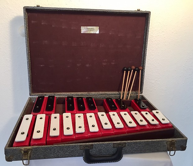 Vintage Set Of Bells Vibrobells School Xylophone 1950s Red Reverb