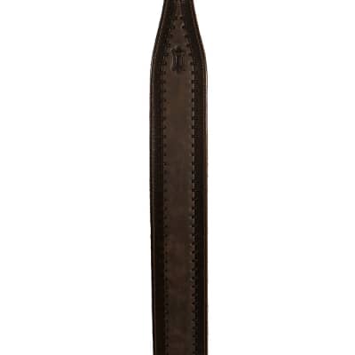 2.5" Veg-Tan Leather Guitar Strap Tooled With a Fine Stitch Design image 4