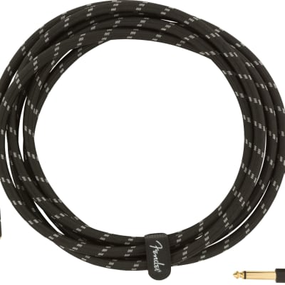 Fender®   Deluxe Series Instrument Cable, Straight/Angle, 10', Black Tweed image 3