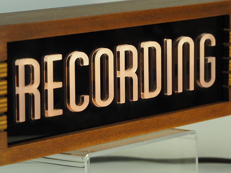 Studio Warning Sign, 14", "Recording", Black BG image 1