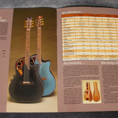 Ovation Adamas and Ovation Brochures, Specifications, Price List 1982, 1984, 1986 image 11
