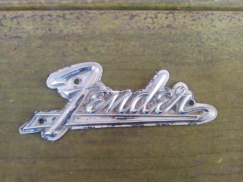 fender ベースアンプ用　エンブレム　USA 1960年代 Vintage 1960's Fender Blackface Amplifier Tail Metal Logo