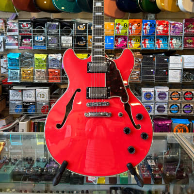 D'Angelico Premier DC Semi-Hollow Double Cutaway w/ Stop-Bar Tailpiece - Fiesta Red image 1