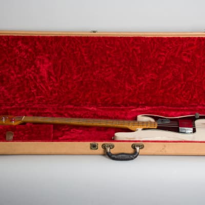 Fender  Slab Body Precision Solid Body Electric Bass Guitar (1966), ser. #128929, brown hard shell case. image 10