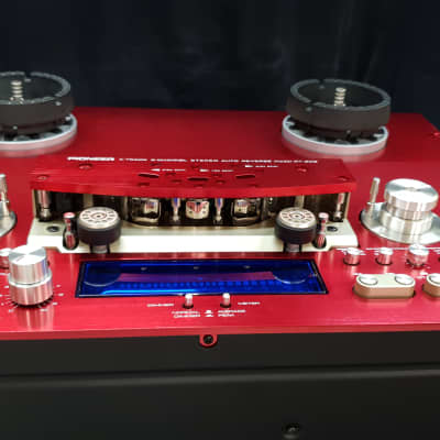 Red Pioneer RT-909 reel to reel tape deck customizes in red