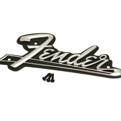 Fender 099-4093-000 Black Panel Amplifier Logo Plate with Screws