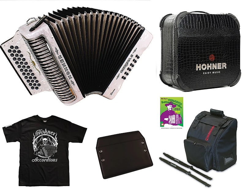 Hohner Xtreme Corona II White GCF/Sol Crown Accordion +Case/Bag/Straps/DVD/Shirt | Authorized Dealer Bild 1